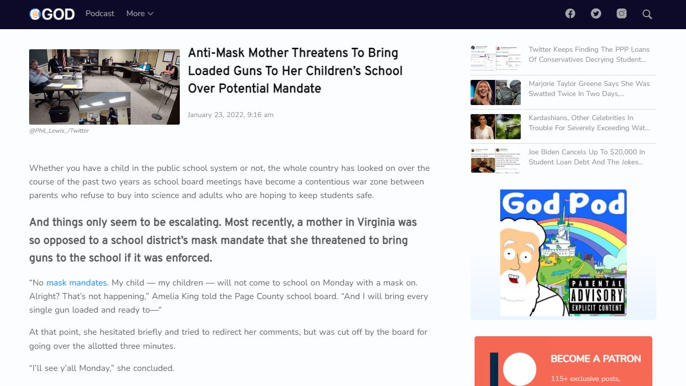 Virginia Mom Amelia King Threatens To Bring 'Loaded' Guns To School - God